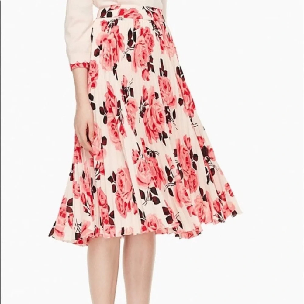 New! Kate Spade Rambling Roses Rosa pleated midi skirt nwt 33306